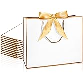 LDIWEE 12 PCS Gift Bags with Handles 12.6 x 10 x 4.33'' Large Paper Bag with Bow Ribbon, Elegant Thank You Gift Bags Ideal fo