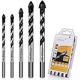 Concrete Drill Bit & Masonry Drill Bit Set, Professional Drill Bit Set (5PCS) for Glass/Brick/Plastic/Cement/Wood/Tile/Etc, I