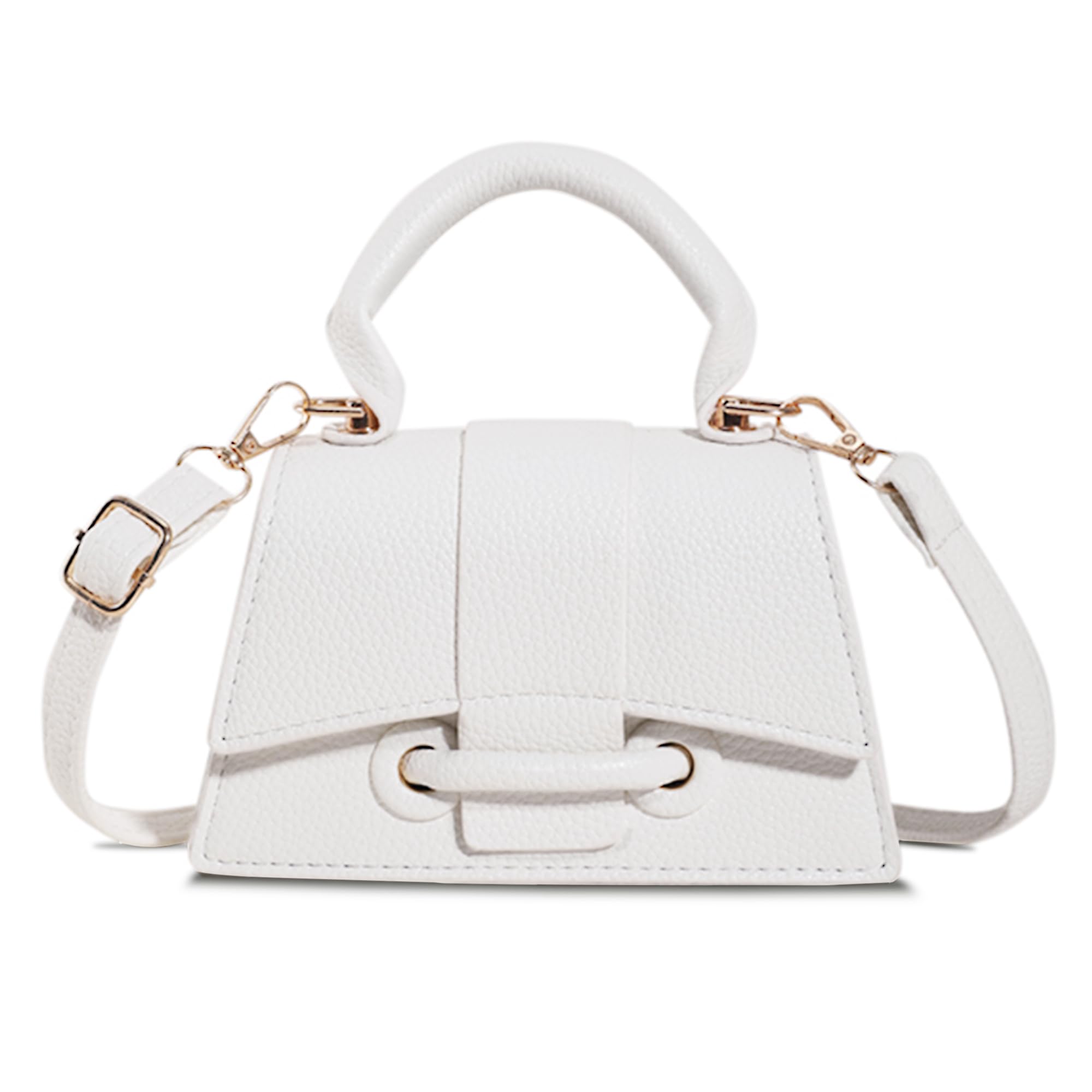 Photo 1 of **MISSING LONG STRAP** Mini White Purses for Women Cute Top Handle Crossbody Bag Trendy Tiny Clutch Handbag with Strap