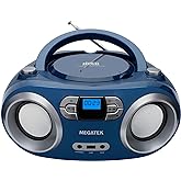 MEGATEK Portable CD Player Boombox with FM Radio, Bluetooth, USB Port, AUX Input, and Headphone Jack – CD-R/CD-RW/MP3-CD Comp