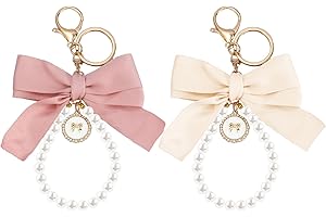 SMUOBT 2Pcs Cute Bow Keychain for Women, Pearl Key Chains for Car Keys Coquette Bow Keychain Accessories Aesthetic Bag Charms