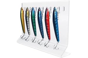 Fishing Lure Display Case – 0.3cm Transparent Acrylic 20.3x4.5x14.5cm | 10-Slot Multi-Tier Bait Stand | Clear Storage Rack Fo