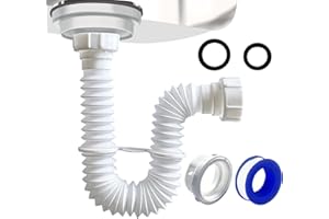 VIVIDA 1-1/2" Sink Drain Pipe Kit, Flexible Drain Pipe P Trap, 7.5"-17.7" Flexible P Trap, Under Sink Plumbing for Bathroom & Kitchen, 1-1/4" Adapter Included, 1 PACK