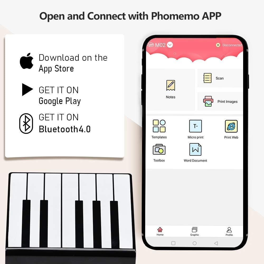 Printer Thermal Bluetooth Mini Printer Pocket M02 Phomemo With Work Fun Journal Notes Study Assistance Learning For Android Ios With Compatible Paper Sticker White Rolls 3 Receipt Printers Point Of Sale Pos Equipment High