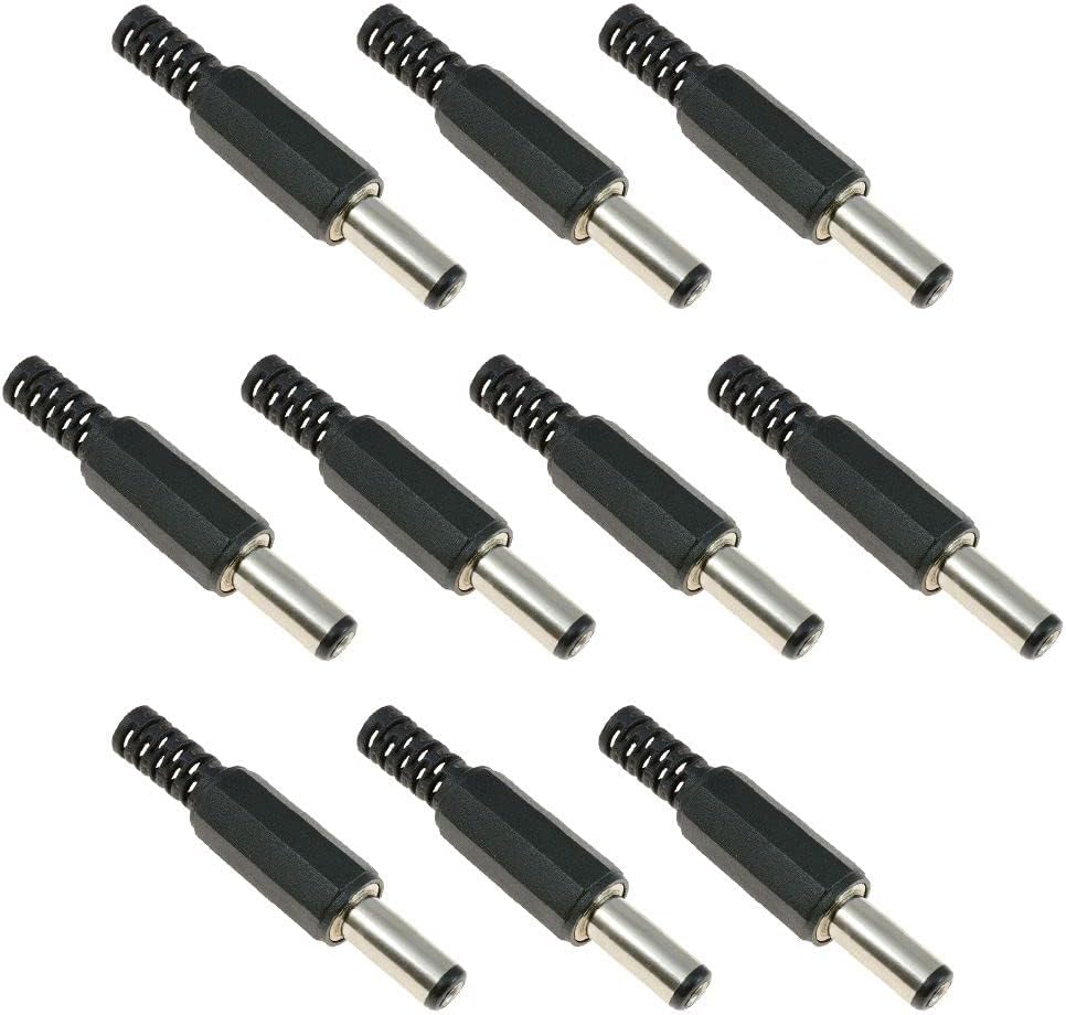 Switch Electronics 2.5mm x 5.5mm DC Power Plug Jack Male Connector 14mm Pack 10