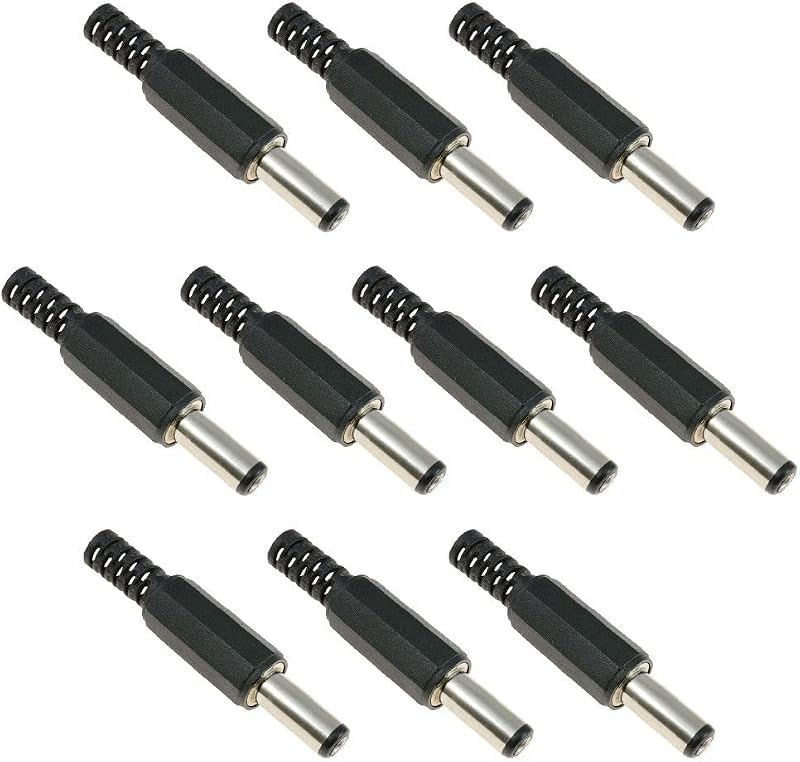 Switch Electronics 2.5mm x 5.5mm DC Power Plug Jack Male Connector 14mm Pack 10