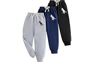 Nivne Tco Toddler Boy Pants - 3 Pack Sweatpants Set - Dinosaur Graphic Print Toddler Jogger Pants （3-7T）