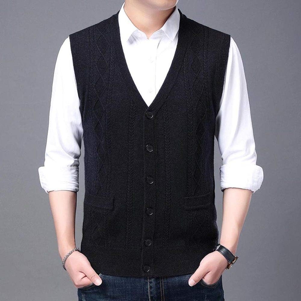 Autum Winter Fashion Knit V Neck Sweater Vest Cable Knit Men Woolen