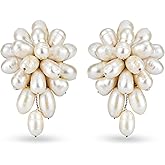 AeraVida Royal Forest Fashion Crystal Grape Base Metal Clip On Earrings | Classic Sterling Silver Cuff Earrings for Women | Gift for Daughter, Mother’s Day, Statement Fashion