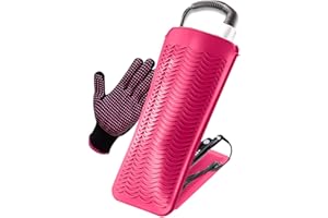 AFT90 Heat Resistant Silicone Mat Pouch and Glove for Curling Irons, Hair Straightener, Flat Irons and Hair Styling Tools 11.5" x 6", Food Grade Silicone, Pink