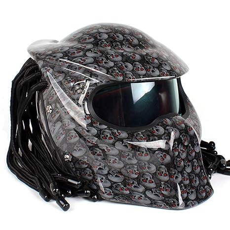 Jagged Warrior Predator Motorradhelm D.O.T Zertifiziert Full Face Flip Offene Maske Kohlefaser Anti-Fog Fransen Zöpfe Helm LE