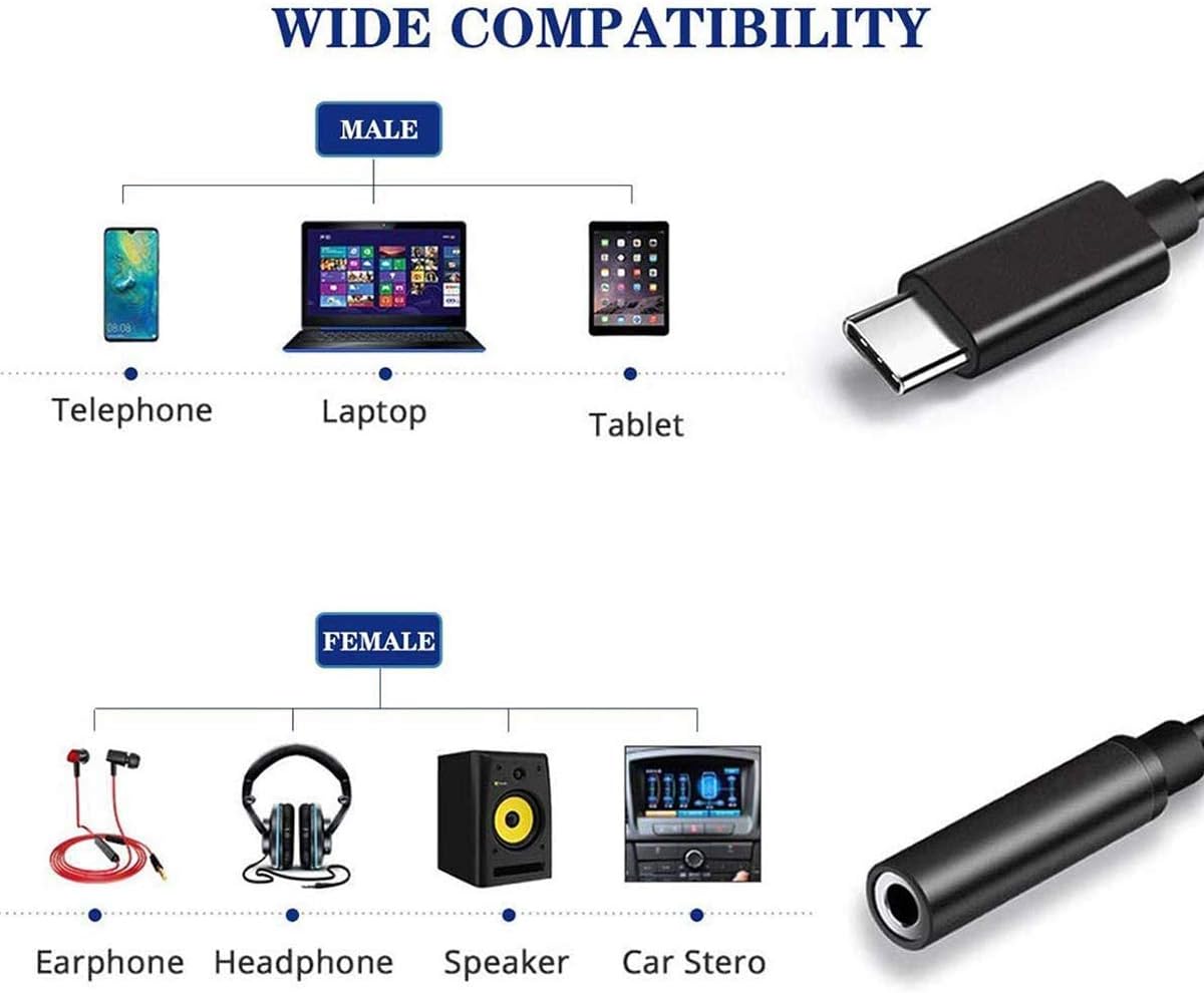 USB Type C to 3.5mm Female Headphone Jack Adapter,USB C to Aux Audio Dongle Cable Cord Compatible with Samsung Galaxy S21 S20 Ultra S20+ Note 20 10 S10 S9 Plus,Pixel 4 3 2 XL,iPad Pro and More -2 Pack