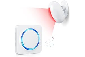 COTINSE Wireless Motion Sensor Alarm Indoor -Door Chime for Business, Store Welcome Buzzer Monitor with Colorful LED Light 500 FT Range Commercial Door Entry Alert, Caregiver Reminder for Elderly