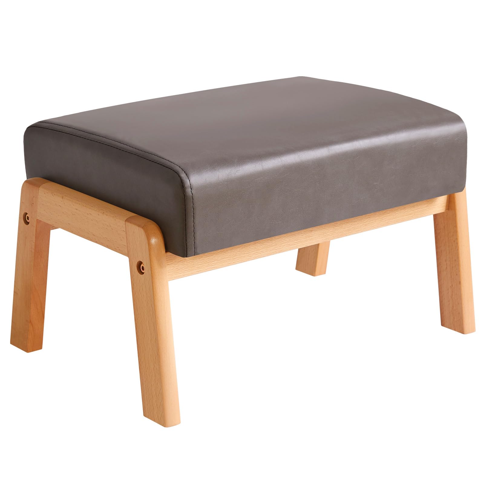 Photo 1 of IBUYKE 10.2” H Small Foot Stool Ottoman, Rectangle PU Faux Leather Foot Rest with Padded Seat and Wood Legs, Modern Accent Ottoman Foot Rest for Living Room Bedroom Couch Office, Grey WBD013G