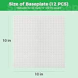 Lekebaby Classic 12 White Baseplates 10x10 32x32 Stud 100% Compatible view 7