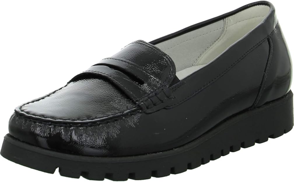 Waldläufer Women's Loafers, Black, 2 UK Wide Loafers