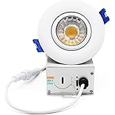 GWEUZMALL 3 Inch Waterproof recessed Shower Lights, 9W COB 3 Colors Adjustable Gimbal Ceiling Recessed Lighting for Bathroom,Bedroom,Kitchen,Balcony