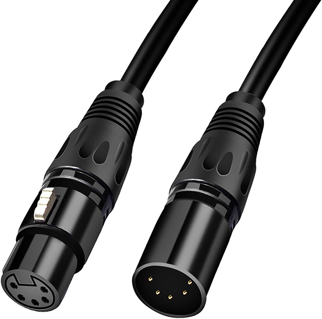 HOSONGIN 5 PIN XLR DMX Cable Adapter 10 Feet, DMX512 5PIN