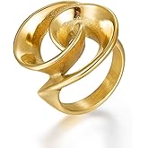 Confede Unique Geometric Jewelry Solid Stainless Steel Square/Multilayer Bar Minimal Statement Ring for Women