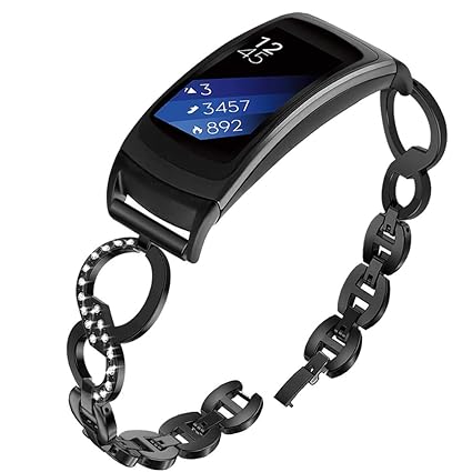 OenFoto Compatible with Gear Fit2 Pro/Fit2 Band, Replacement Stainless Steel Metal Accessories Strap Samsung Gear Fit2 Pro SM-R365/Gear Fit2 SM-R360 ...