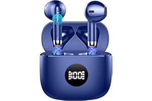 JXREV Bluetooth 5.3 Earbuds with LED Display, Bass Stereo, Noise Cancelling Mic, 40H Playback - Waterproof Sports Earphones for Android/iOS