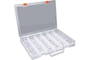 Plastic Organizer Box 48 Grids Large Clear Bead Storage Containers with Dividers Detachable Compartment Storage Box for Small