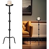 Mumufy 1 Pcs 32 Inch Metal Candlestick Floor Pillar Candleholder Elegant Tall Candleholder Metal Candelabra Candlesticks Holder for Formal Events Wedding Church Holiday Decor (Black)