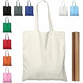 NPBAG 5 | 15 | 25 | 50 Pack 15'' X 16'' Natural Cotton Tote Bags, Lightweight Blank Bulk Cloth bags with 1pc of PTFE Teflon Sheet (5-Pack)