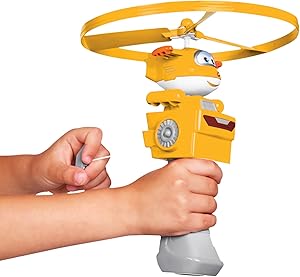 Super Wings Fliegendes Spielzeug Golden Boy für Kinder, Draußen Spaß Flying Disc Launcher Flugzeug Draußen Fliegen Spielzeug für Kinder Jungen Mädchen 3 4 5 6 7 8 Jahre alt, Gold