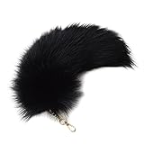 Fluffy Fur Wolf Tail Keychain Black Red Purple Fox