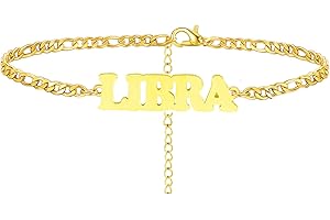 Frodete Gold Zodiac Ankle Bracelets for Women 12 Constellation Cuban Anklet Adjustable Beach Foot Chain for Girls Gifts