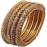 Touchstone "Colección Golden Bangle" Indian Bollywood Exóticas Bolas Doradas Canal Slim Pretty Designer Jewelry Bangle Pulseras. Juego De 12. En Tono Dorado Antiguo Para Mujer