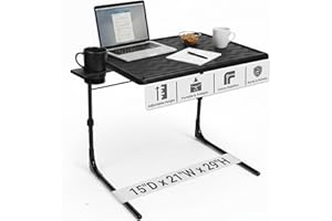 Table-Mate TV Tray Table | Portable Desk Folding Dinner Tray, Couch Table Trays for Eating Snack Food, Portable Laptop Desk, Bed Trays for Eating | Adjustable TV Trays with 3 Angles and Cup Holder