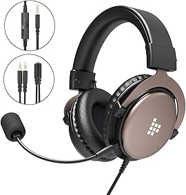 Tronsmart SONO Auriculares Gaming PS4 Estéreo con Micrófono Plegable para PC PSP Xbox One,Cascos Gaming controlador de 50MM,Sonido Envolvente,Control de Volumen,Cancelación de Ruido, Diadema Acolchada 