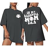 Oversized Baseball Mom Shirt for Women Funny Cheer Mama Tshirts Casual Game Day Graphic Tee Tops