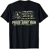 Vintage Proud Army Mom Camo American Flag Veteran Gift T-Shirt
