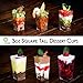 DLux 100 x 3 oz Mini Dessert Cups with Spoons, Square Tall - Clear Plastic Parfait Appetizer Cup - Small Reusable Serving Bowl for Party Desserts Appetizers - with Recipe Ebook