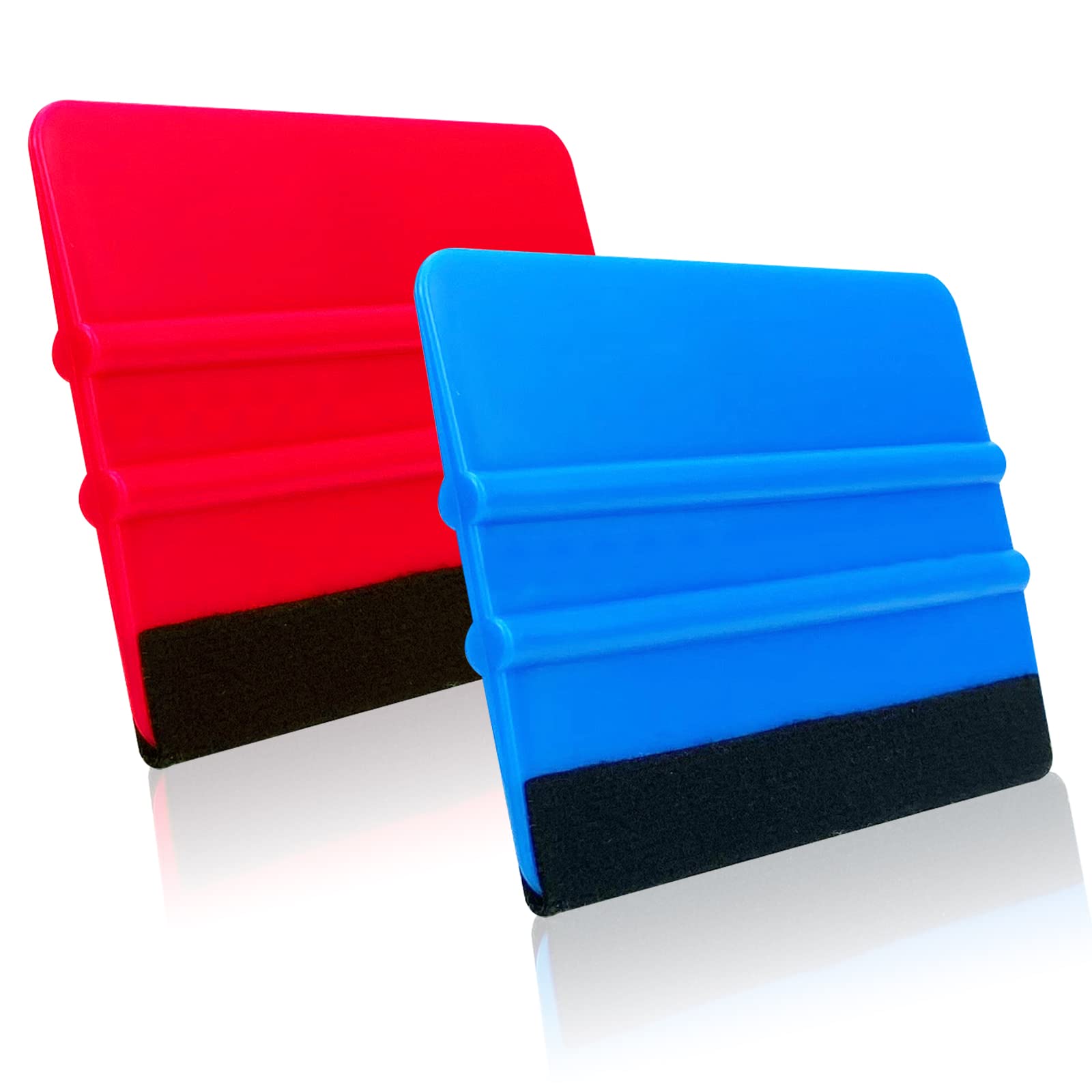 Devenirriche Squeegees with Felt Edge, Set of 2, 10.2 x 7.4 CM, Plastic Squeegee for Bubble- and Scratch-Free Car, Furniture Film, Window Film, Foiling