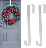 Jsdoin Christmas Wreath Door Hanger 12.5 Inch Metal Front Door Hook 2 Pack White