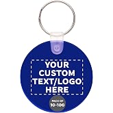 DISCOUNT PROMOS Custom Round Soft Key Tags Set of 10/50/100, Personalized Bulk Pack - Perfect for Tradeshows, Party Favors, Events - Blue