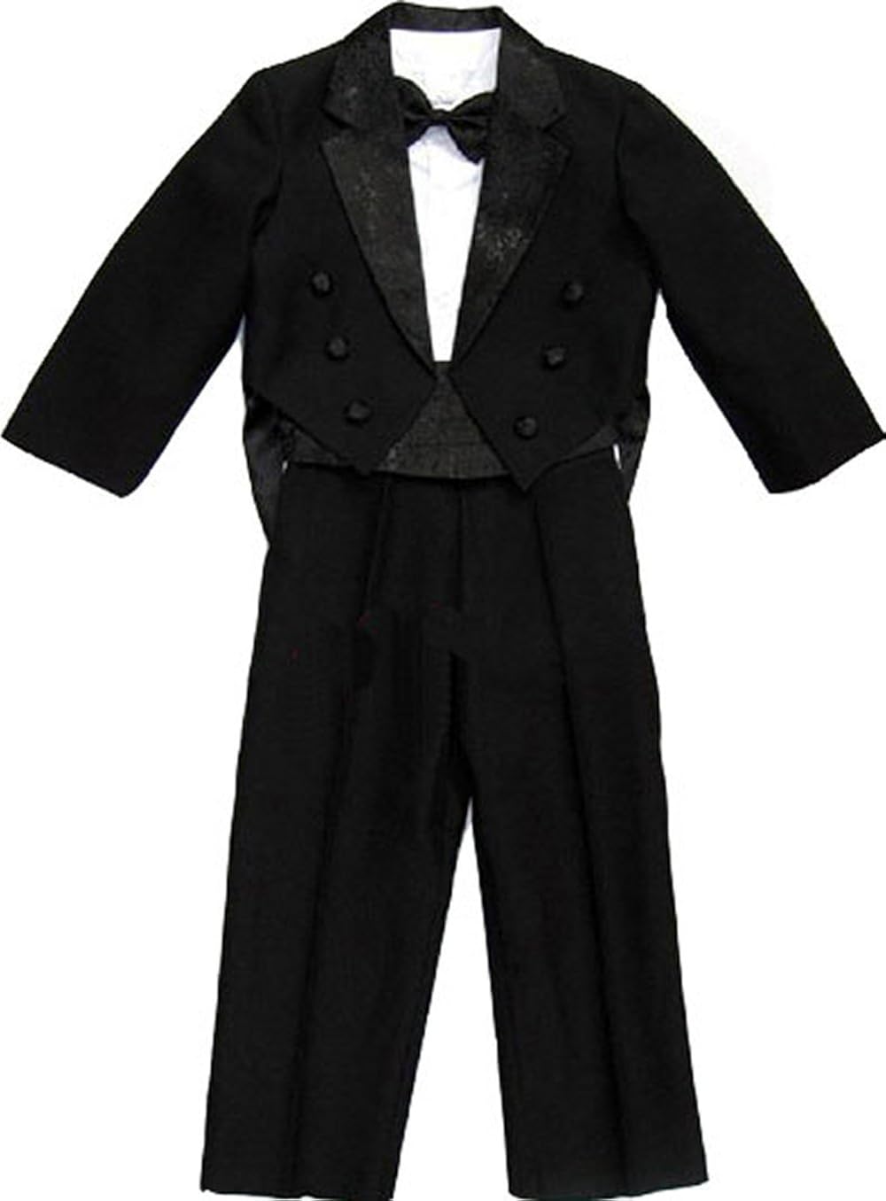 Tuxedo Tail Kids BOY Suit 5 Pieces Black New Size 1 to 10 YR Jacket