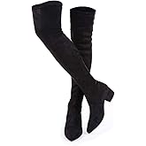 N.N.G Women Over the Knee Boots Thigh High Suede Block Winter Low Above Flat Long OTK Comfort Pointed toe