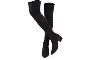N.N.G Women Over the Knee Boots Thigh High Suede Block Winter Low Above Flat Long OTK Comfort Pointed toe