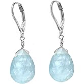 GemInspire Natural Gemstone Pear Earrings for Women, Teardrop Crystal Earrings, Drop Dangle Earrings, 925 Silver Leverback, Lightweight, Gift for Mom Wife Girlfriend (1-1.25 inch)