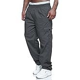 WZIKAI Mens Cargo Pants Relaxed Fit Drawstring Joggers Sweatpants for Men Workout Casual Long Trousers