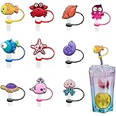 10 Pcs Straw Cover Caps for 30 and 40oz Tumblers Cute Sea Animal Straw Toppers 10mm Silicone Straw Lid Covers Protectors Plugs for Summer Beach Birthday Party Cup Decoration Accessories