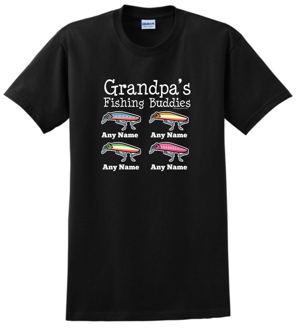 Personalized Grandpa Gifts Fishing Buddies 4 Names T Shirt