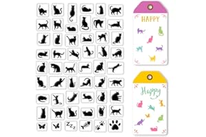 CRASPIRE Black Cats Clear Rubber Stamps for Halloween Card Making Cute Kitty Cat Footprint Frame Label Transparents Silicone Stamp Scrapbooking Scratches Embossing Photo Album Decor Craft Decoration