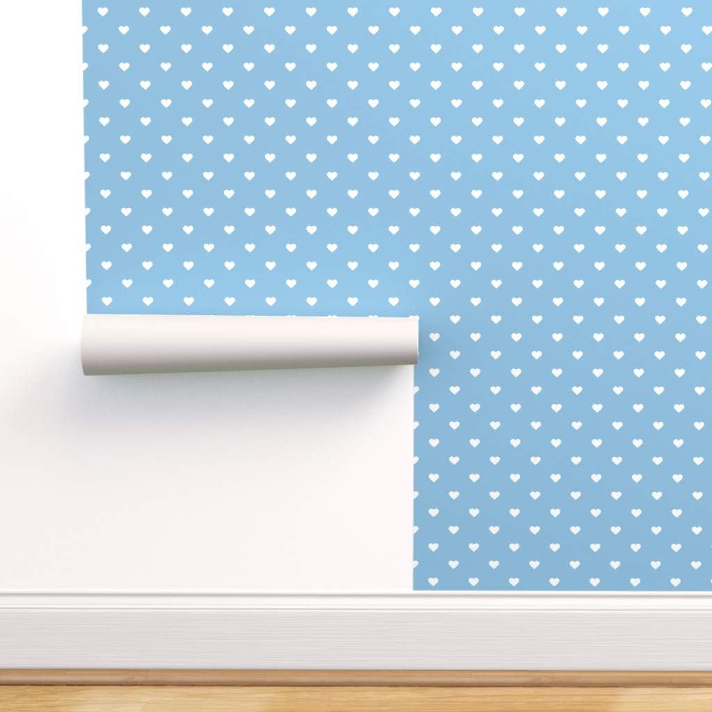 Spoonflower Peel And Stick Removable Wallpaper Hearts Cute Polka Dot Blue Nursery Girly Love Valentine Dots Day Print Self Adhesive Wallpaper 12in X 24in Test Swatch Amazon Com