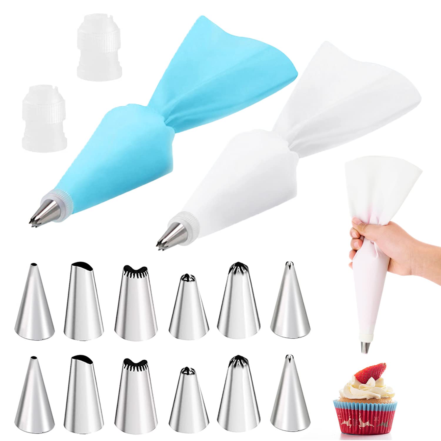 Cake Decorating Supplies Kit, YHZMY Cake Decorating Tools Set, Cake Piping Nozzles Kits, Nozzles Sets, Stainless Piping Nozzles Set for Cupcakes Cookies Cream Cake Decorating